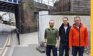 southfield lib dem councillors beside bridge which will soon have safety works 