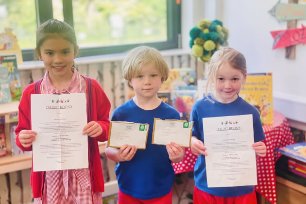 The three winning pupils from the Acton school 