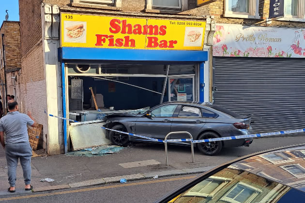 The car crashed through the front of the premises