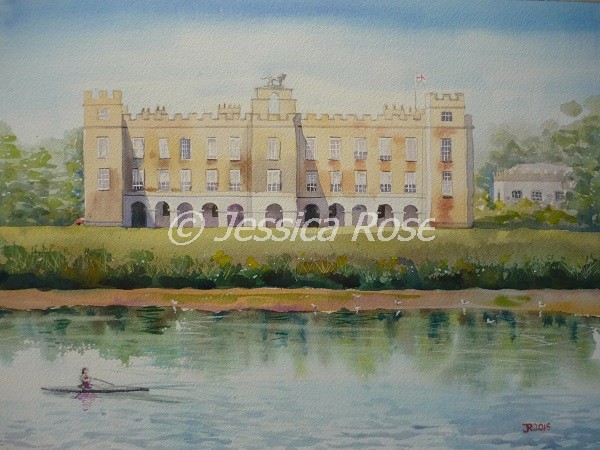 Syon House from Across the Thames II (watercolour by Jessica Rose)