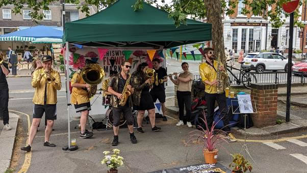 Band at Chiswick Flower Market