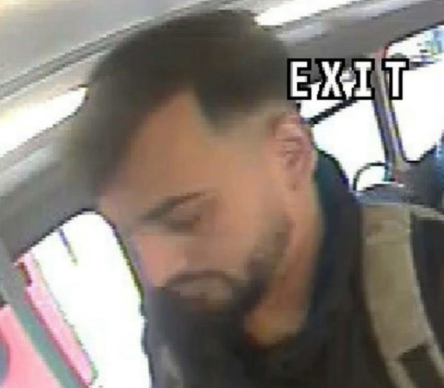 An image of the man sought by police taken on the bus
