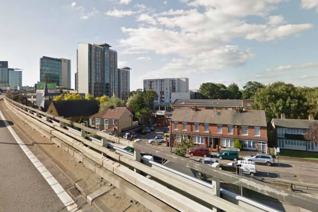 View of the site from the M4 flyover 