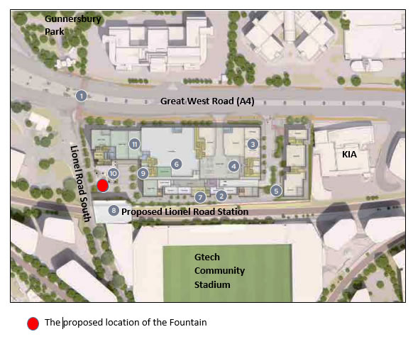 Proposed location of the Brentford Fountain