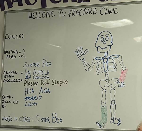 fracture clinic whiteboard