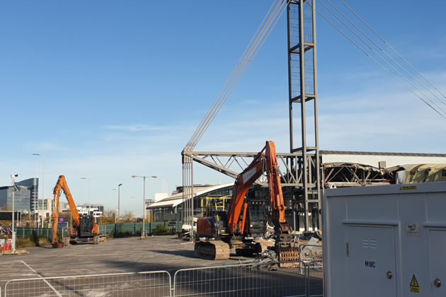 Diggers in the former car park of the Homebase store