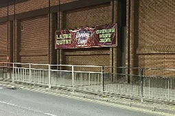 Mystery Over Laser Quest Sign on Old Morrisons