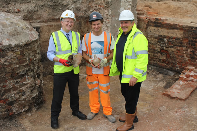 Cllrs Curran and Dennison at the dig site 