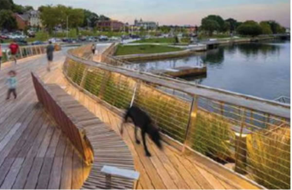 Indicative images of the Thames Path in front of the scheme