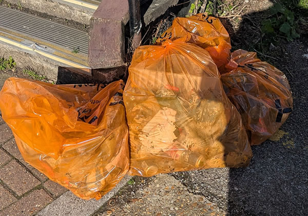Orange recycling bags