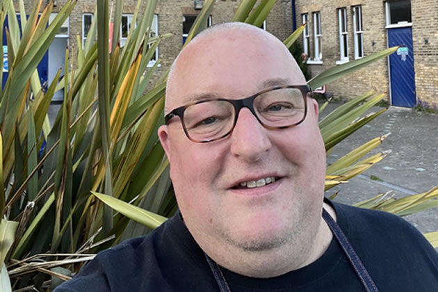 Peter Smith in the courtyard of Redlees Studios 