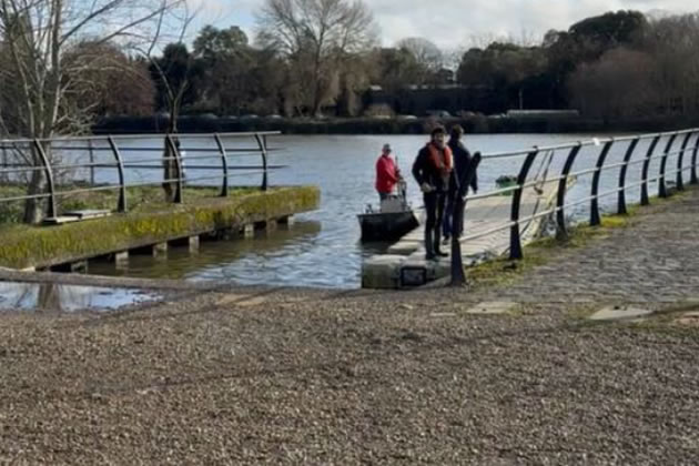 The pontoon being towed away from Ferry Quays last Friday 
