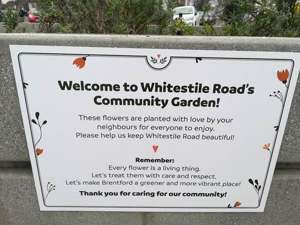 Whitestile Road planters sign
