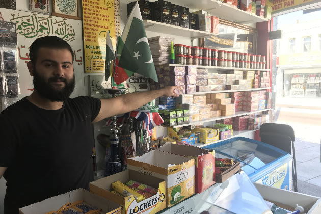 Agha Hussain in his shop