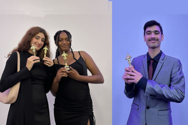 Award winners Malak Hamdi, Amariah Wright and Muhammed Butt 