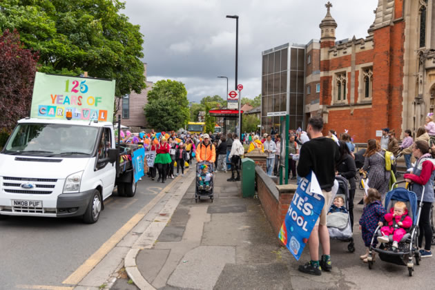 The parade makes its way from Hanwell Community Centre