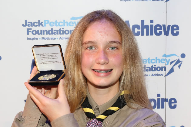 16-year-old Katie Allenby with her Achievement Award