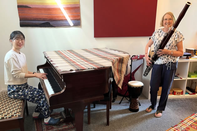 Pianist Miu Shimizu with bassoonist Joanna Burley