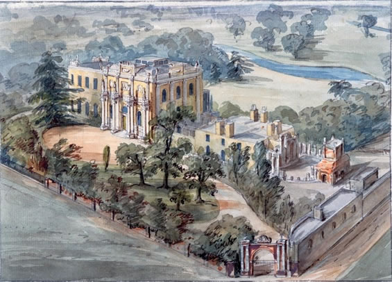 Birds-eye perspective of Pitzhanger Manor. C.J. Richardson, 1832. Courtesy Trustees of Sir John Soane’s