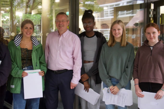 GCSE students at St Benedict's with the Headmaster, Andrew Johnson. Picture: St. Benedict's, Ealing 