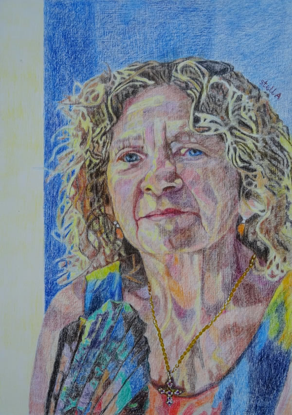 Portrait in pencil on cradled gesso panel by Stella Tooth 