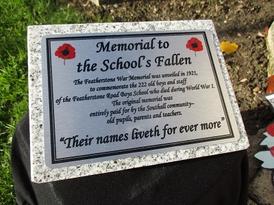 Featherstone primary war memorial