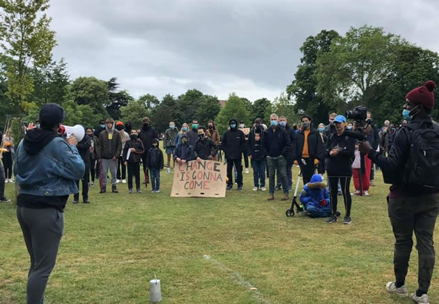 Black Lives Matter protestors on Ealing Common 