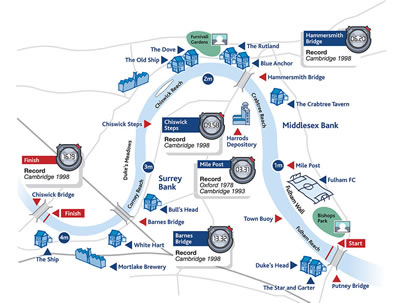 Map of the Boat Race