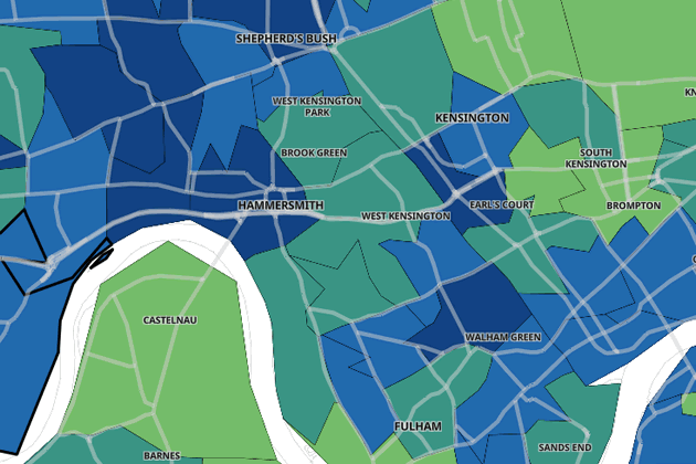 Darker shaded area indicates higher incidence of the virus