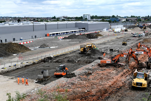 Demolition work going on at the HS2 Old Oak Common site