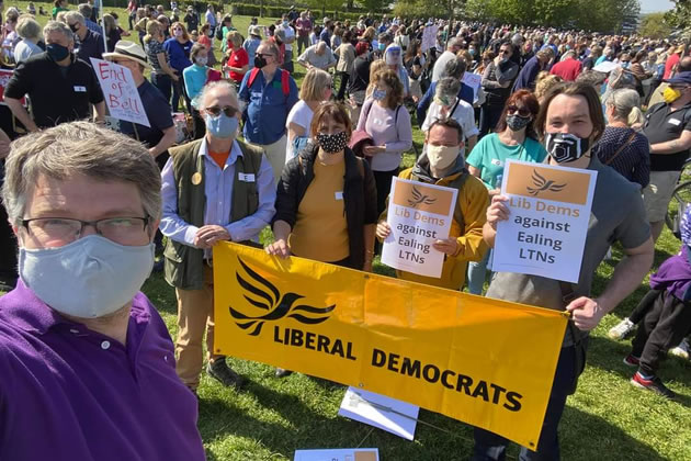 Cllr Jon Ball at anti-LTN demonstration 