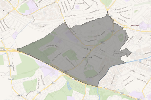 Map of Northolt Mandeville ward