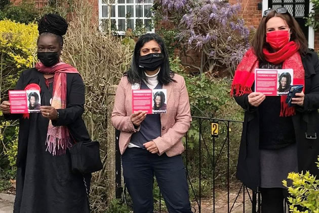 Rupa Huq with Council by-election candidate, Grace Quansah (left) and Claire Tighe (right)