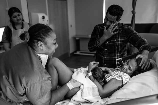 Midwife Caitlin Came continues to check on a baby&rsquo;s wellbeing following a successful ECV.
