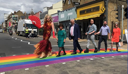 Rainbow zebra crossing in Wimbledon